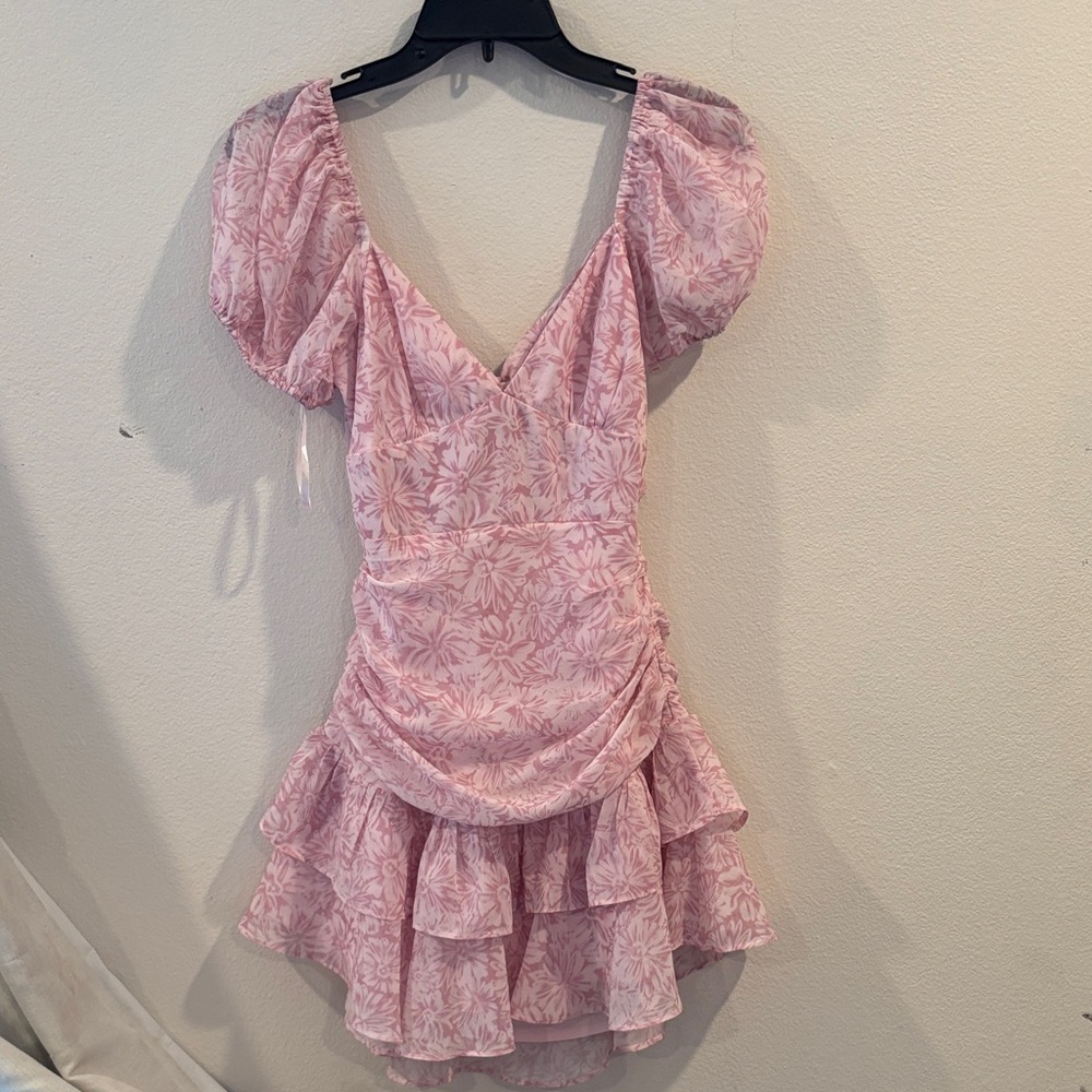 Chic Pink Floral Mini Dress